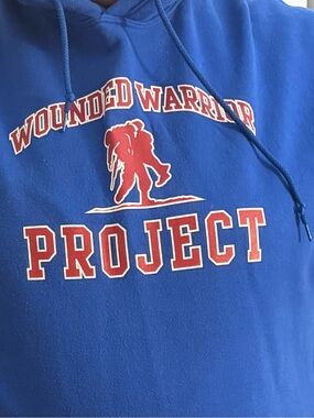 Y/Project Blue Crewneck Sweatshirt with Red Logo